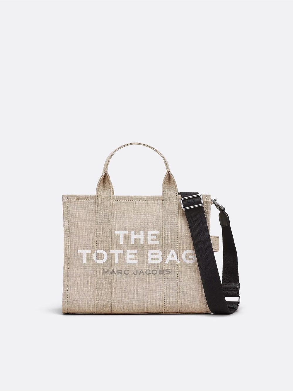 Marc Jacobs Beige Canvas Tote with Black Strap (Size Medium)